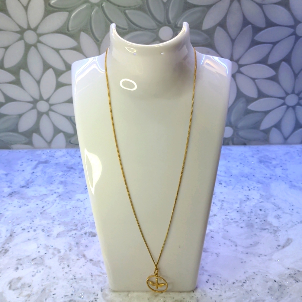 Gold Plated Holy Spirit Dove Medal Necklace - Picture 2 of 8
